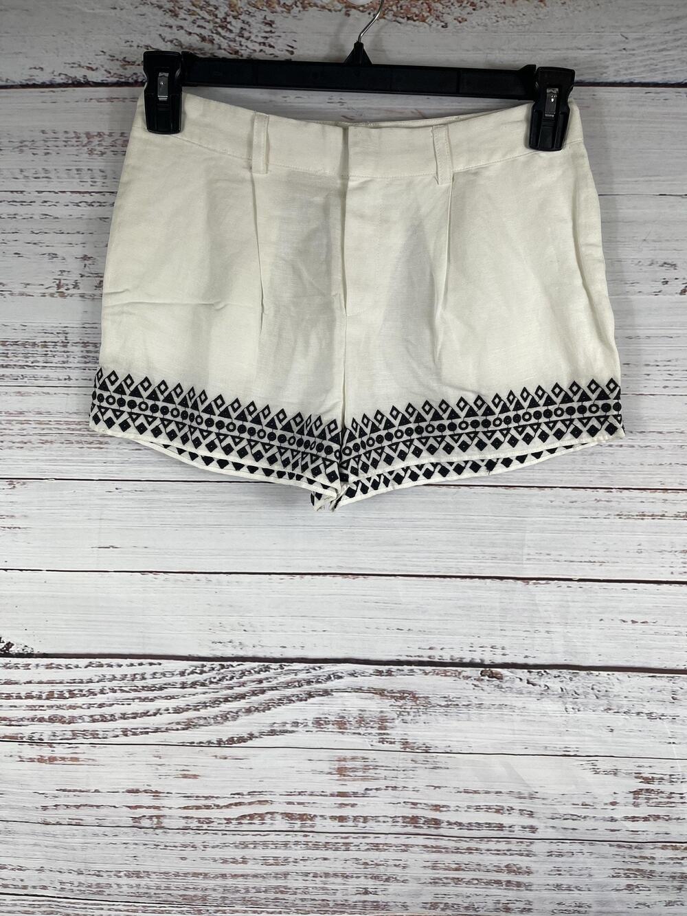 Parker Shorts Women's Size XS Geometric Embroidered Linen Blend Boho Festival